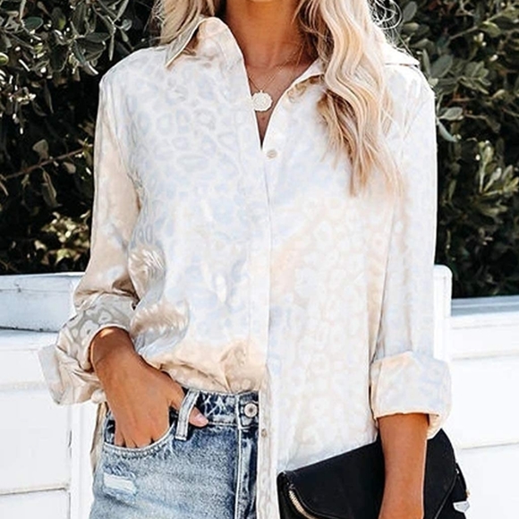 New Sexy Leopard Print Button Down Blouse - Picture 10 of 13